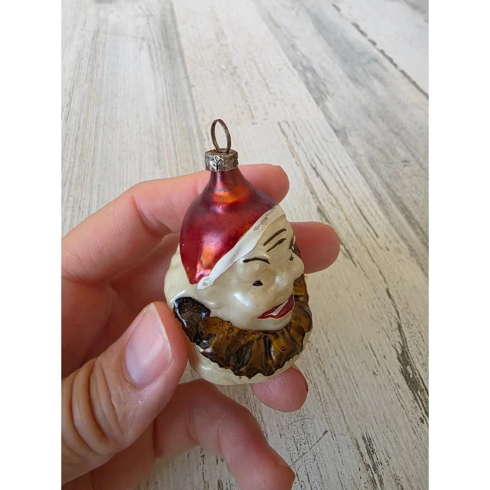 Antique clown mercury glass ornament jester Xmas tree vintage
